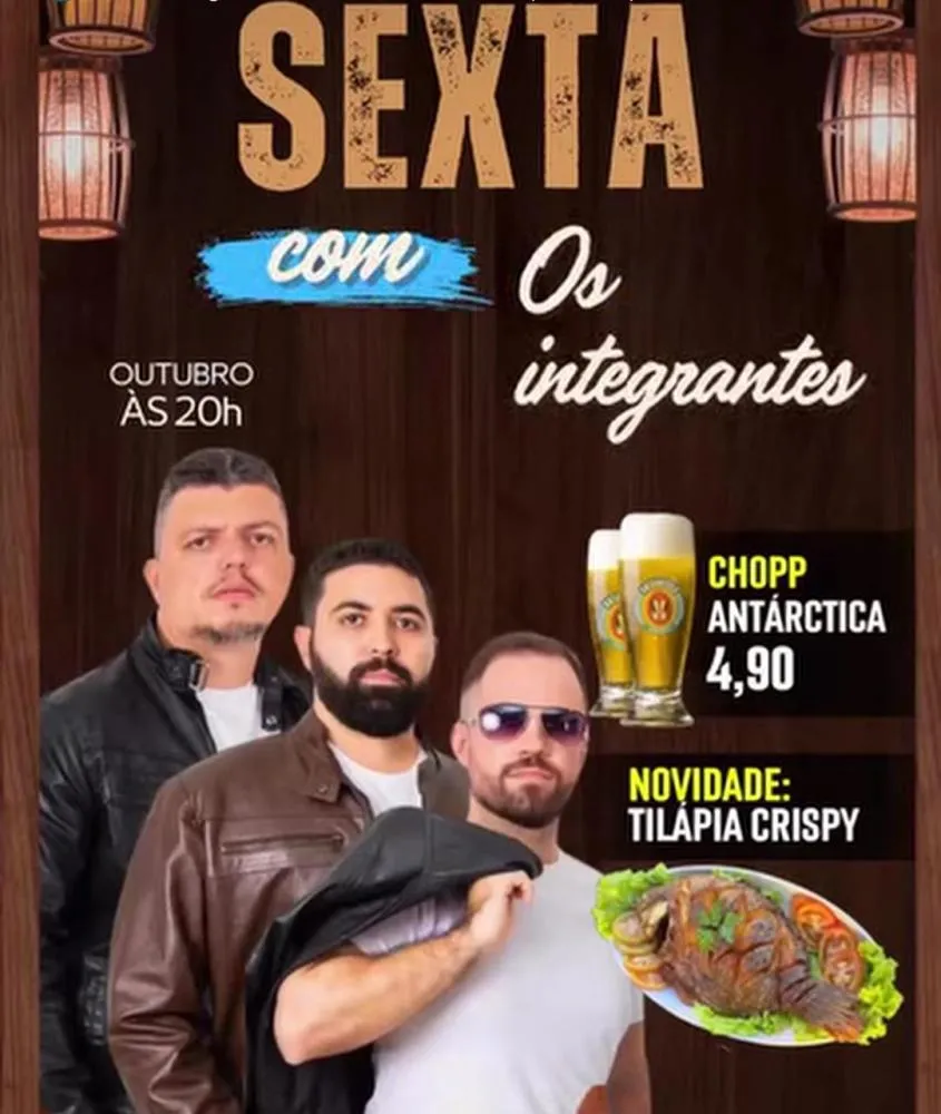 Sexta animada no Toca do Peixe terá show de Os Integrantes e chope a R$ 4,90
