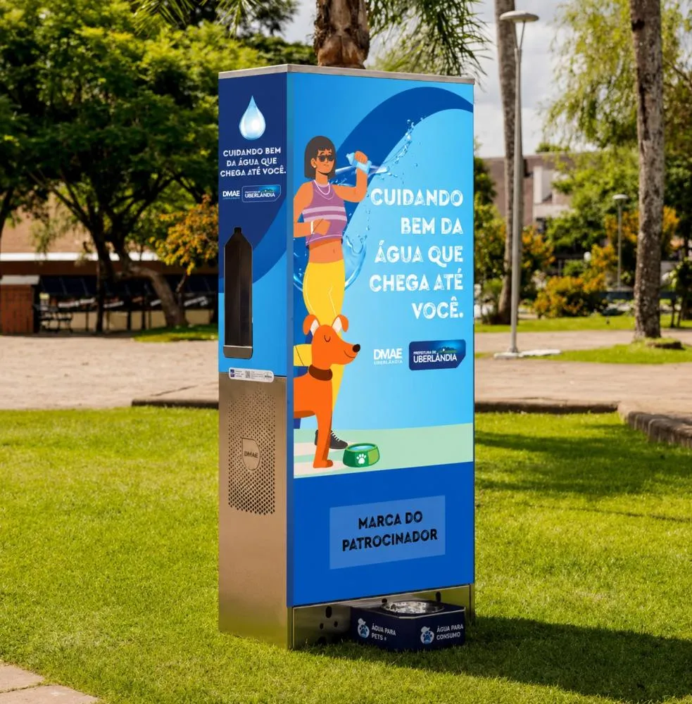 TOTENS DE ÁGUA GRATUITA PODEM MUDAR A ROTINA EM ESPAÇOS PÚBLICOS DE UBERLÂNDIA