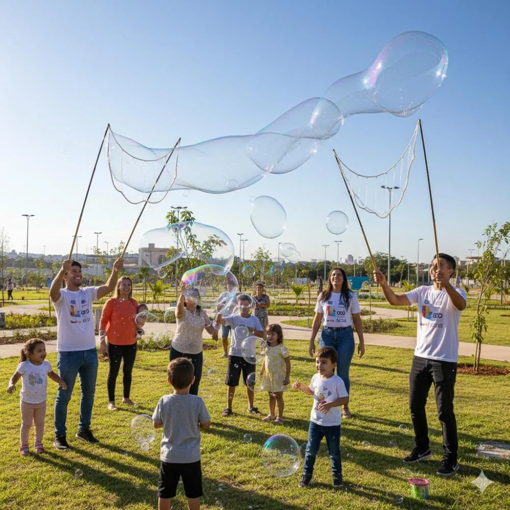 Festival de Bolhas Gigantes leva magia e diversão à Praça Pôr do Sol neste domingo