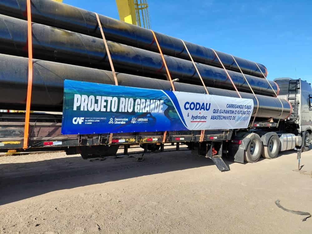 PRIMEIRA REMESSA DE TUBOS DO SISTEMA RIO GRANDE ESTÁ A CAMINHO DE UBERABA