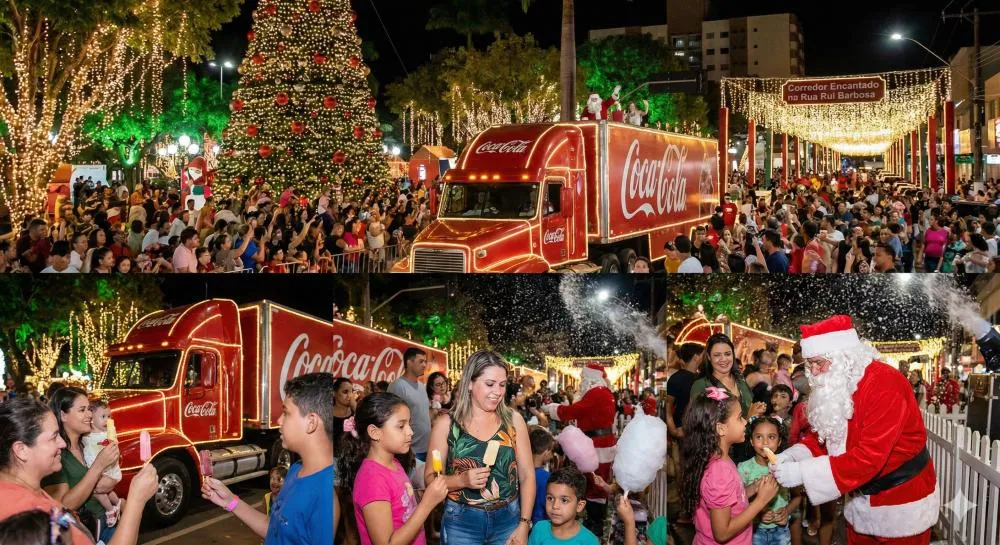Araguari acende as luzes do Natal e transforma distritos e a Praça Getúlio Vargas em palco de emoção